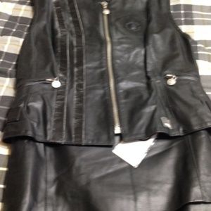 Skirt and shoes matching vest